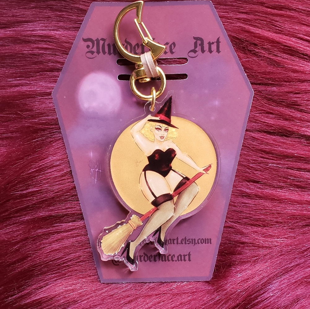 Sexy Pinup Witch Keychain